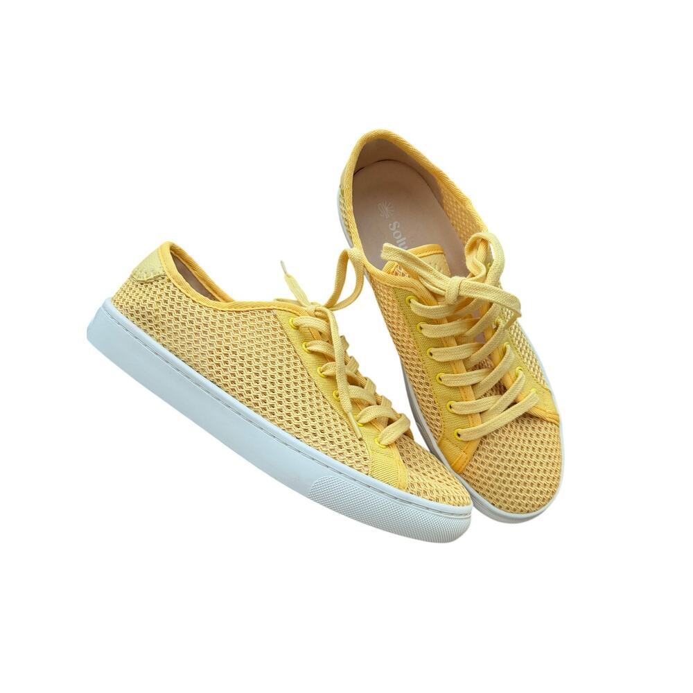 Soludos Ibiza Mesh Knit Lace Up Sneaker Yellow Size 8